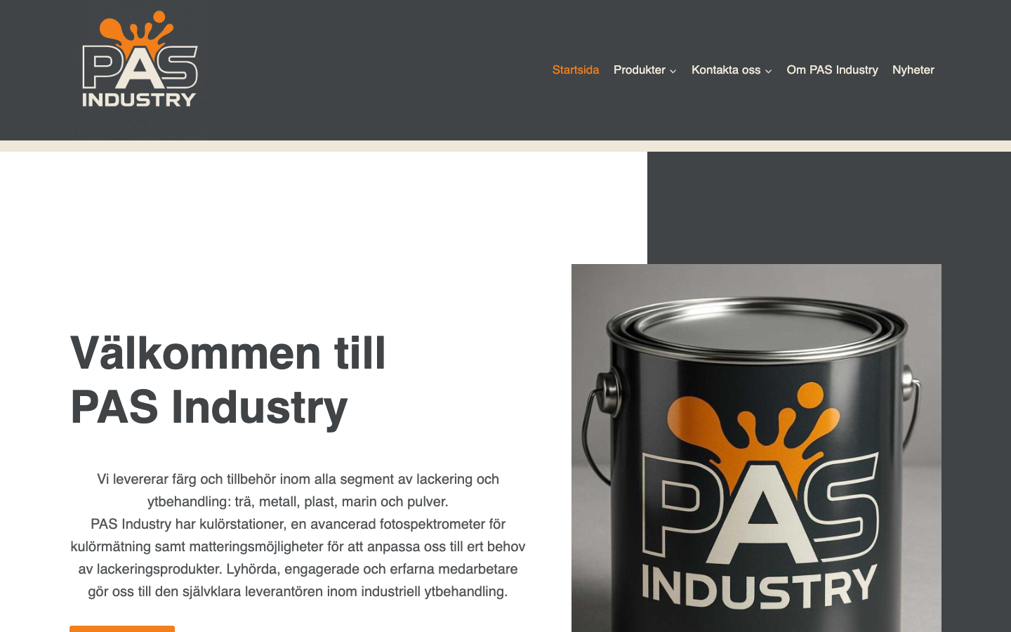 PAS Industry website screenshot